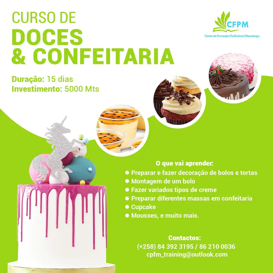 Cartaz do curso de doces e confeitaria do CFPM